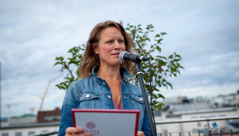 Sjefsredaktør Tuva Ørbeck Sørheim på høstlansering Kagge og J.M.Stenersens Forlag 2018 foto Ina Strøm
